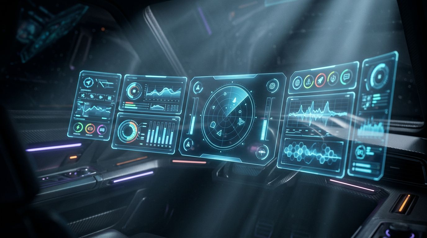 Futuristic Data Control Room Interface