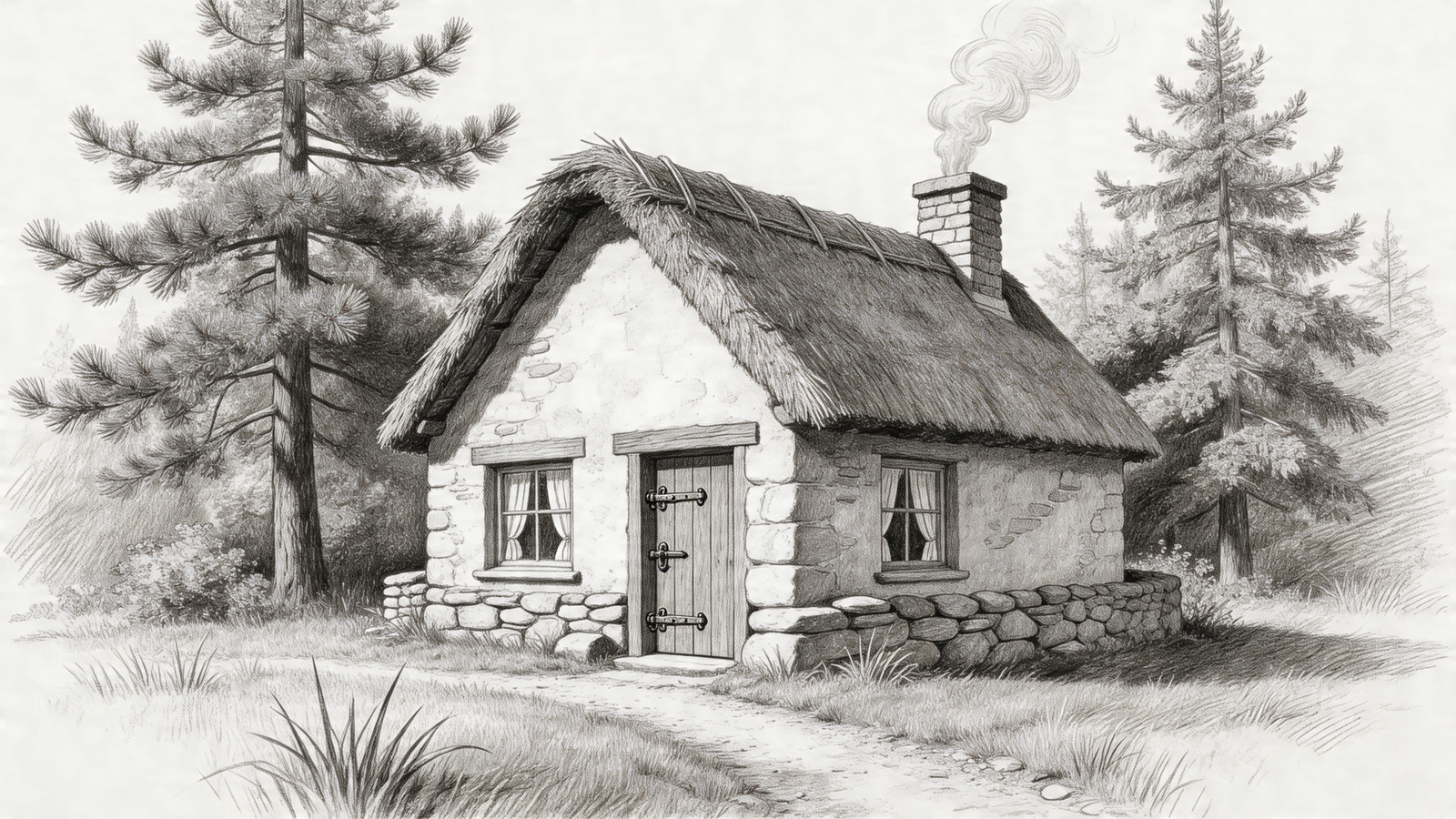 rustic-cottage-pencil-sketch-forest-landscape