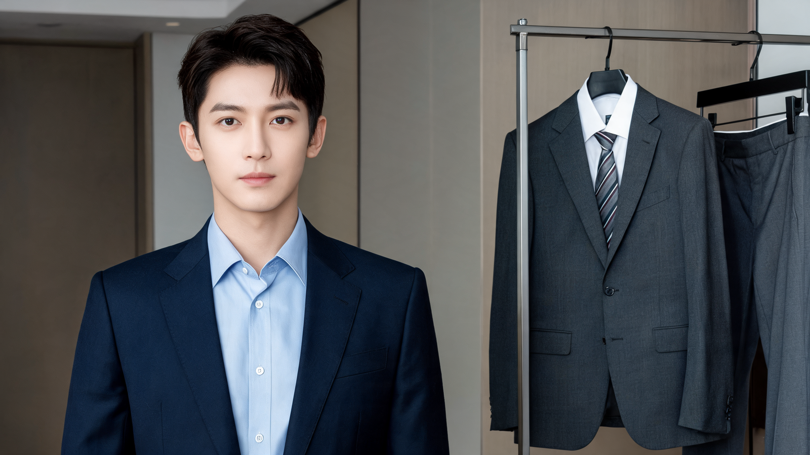 change his dress and add other dress and remove his sunglasses