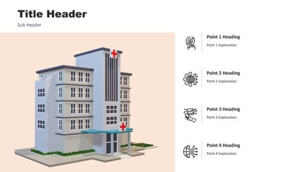 Hospital building PowerPoint template for healthcare presentations and business