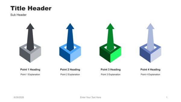 Arrow growth PowerPoint template with 4 editable slides