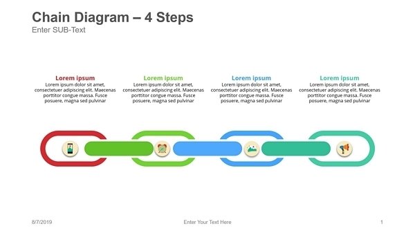 Chain Diagram 4 Steps PowerPoint template editable slides for business process