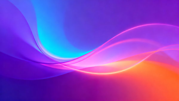 Abstract light waves background in vibrant purple, blue, and orange tones