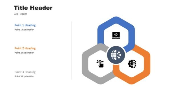 3 Step Hexagon Process Diagram PowerPoint Template