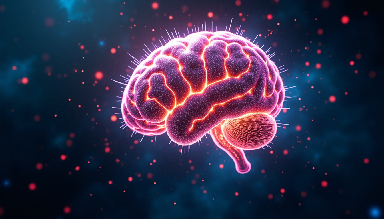 Glowing Human Brain Digital Art with Sparks and Particles