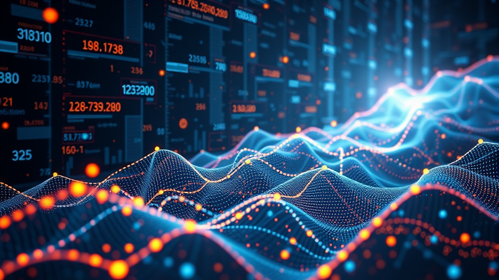 Data graph abstract background with glowing lines and numbers for finance