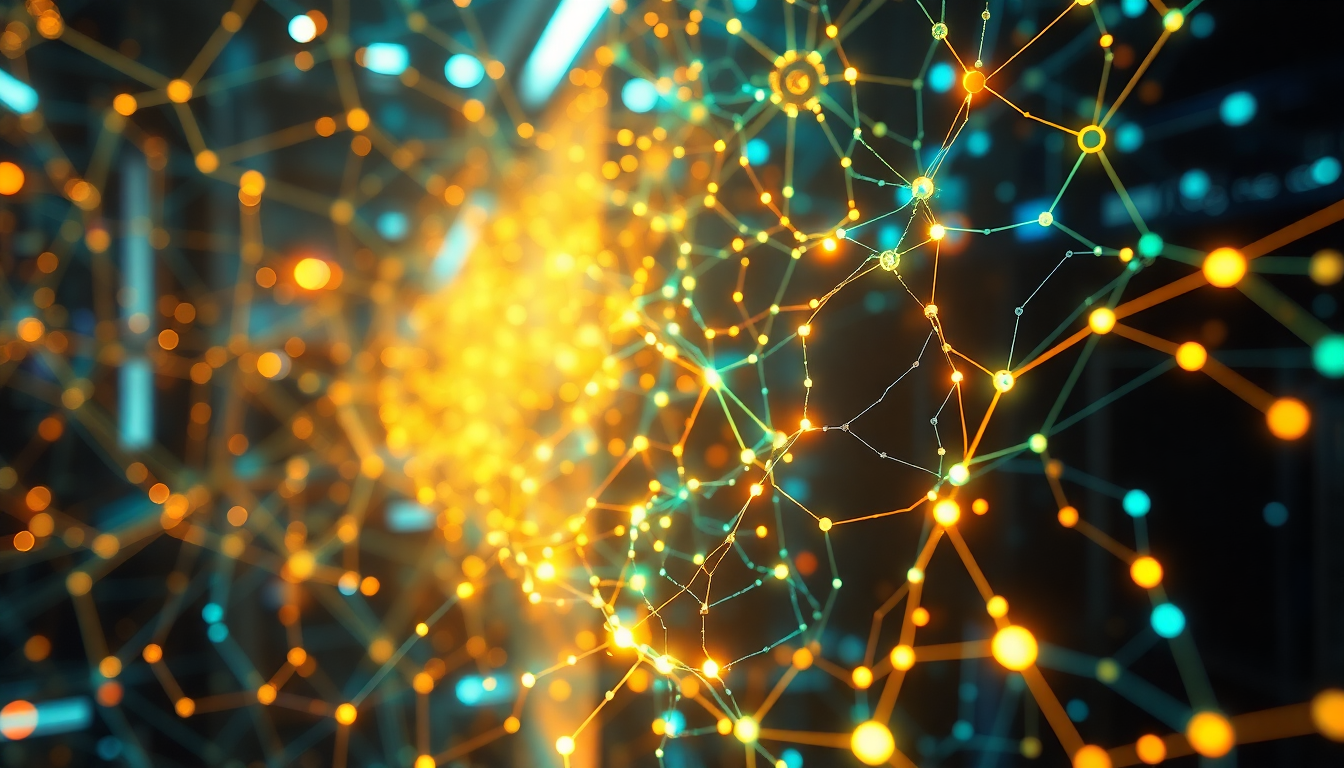 glowing network grid abstract
