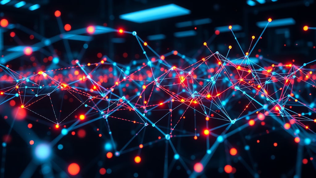 Advanced deep learning system processing millions of data points, neural networks visualized…