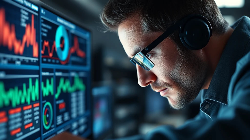 Trader looking at stock charts on screens, digital finance analysis