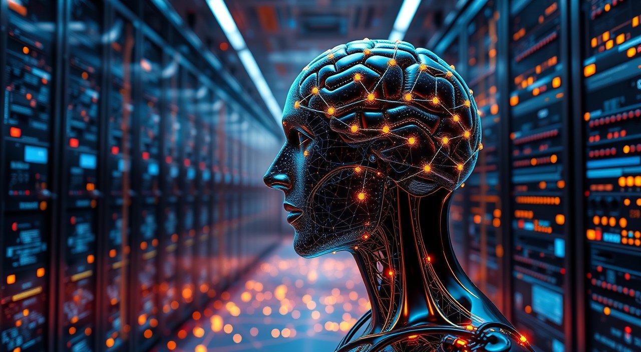 digital brain AI server room