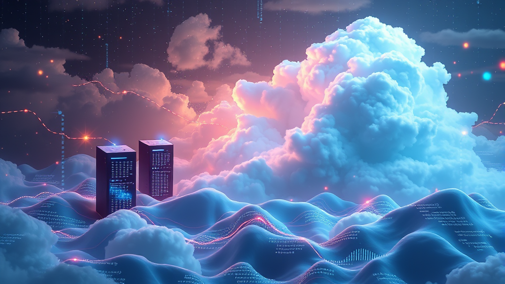 Cloud servers data flow abstract digital landscape