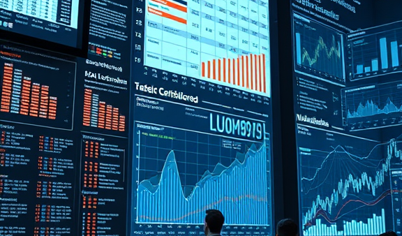 Data analysis team in modern tech office looking at screens