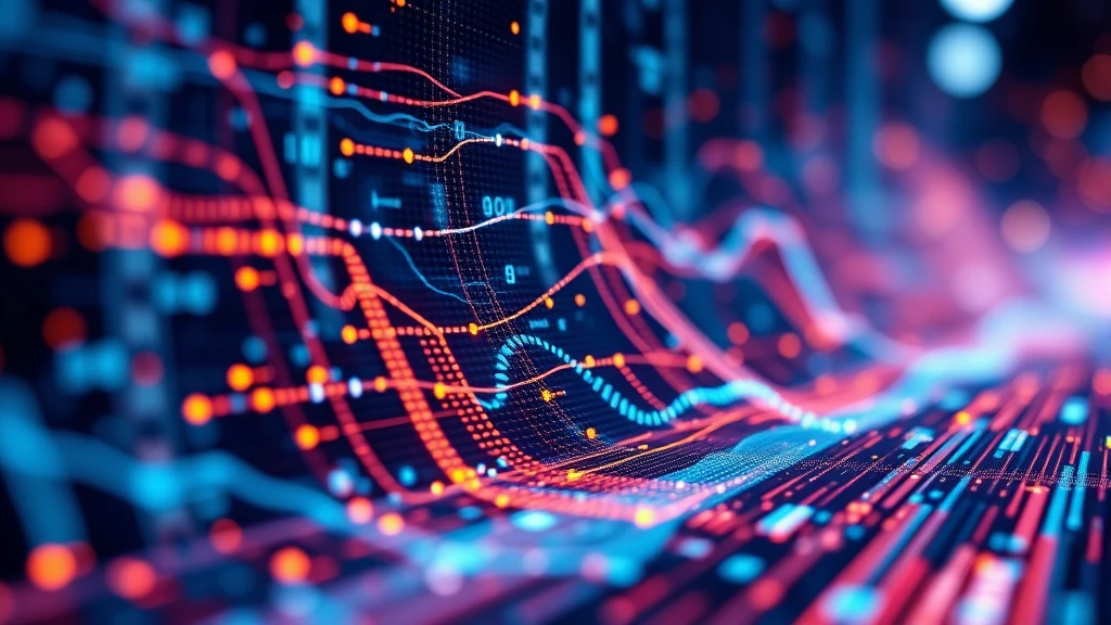 Data lines graph abstract digital visualization red blue