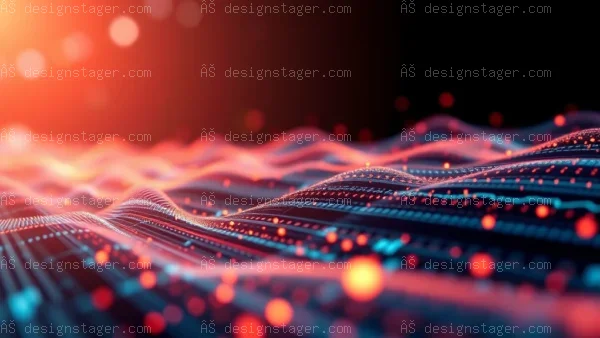 Digital wave data flowing abstract background with red and blue lights