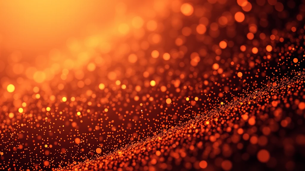 glowing orange particles background with bokeh effect for digital design