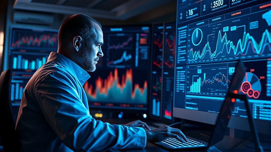 man data analysis desk