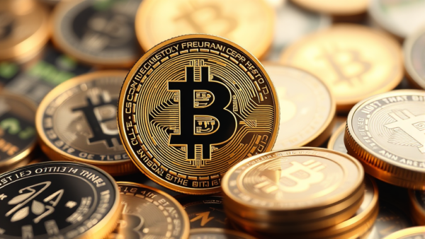 Bitcoin coins crypto currency digital money finance investment wealth concept