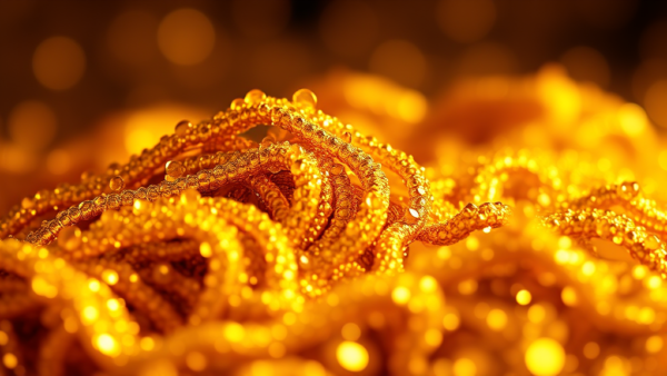 Golden Beads Droplets Macro View Shiny Texture Background