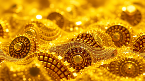 Gold jewelry intricate rich details luxurious texture ornate patterns