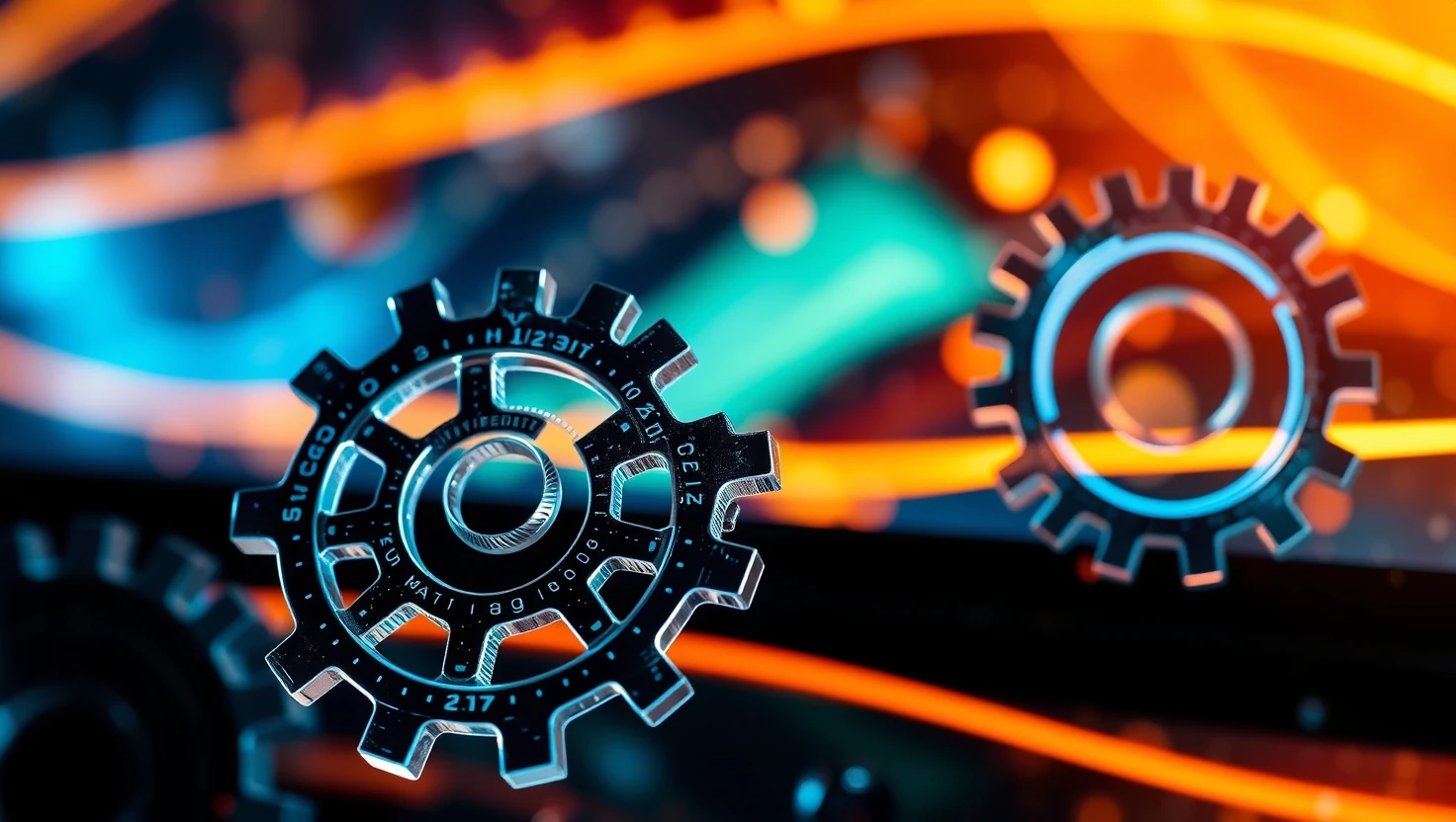 Gears technology concept illustration for AI and business innovation