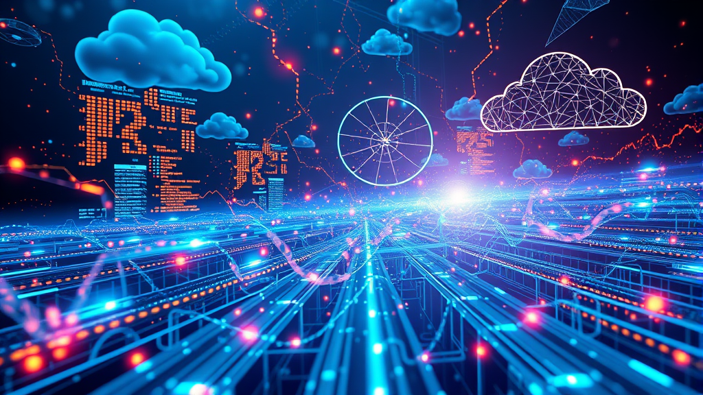Digital network cloud data flow technology abstract background