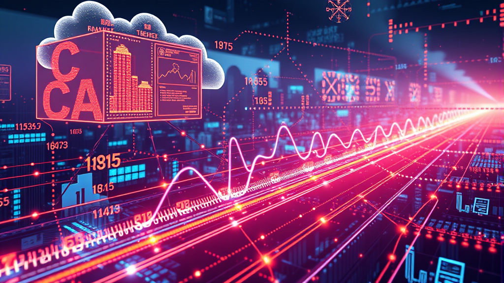 Digital transformation concept art with floating datasets, machine learning algorithms, cloud computing…
