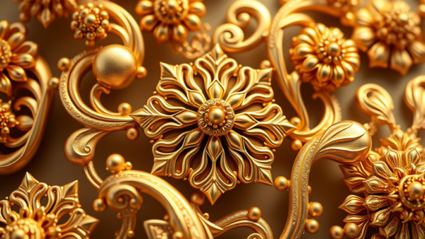 Gold ornate floral background for luxury design projects and rich decorations
