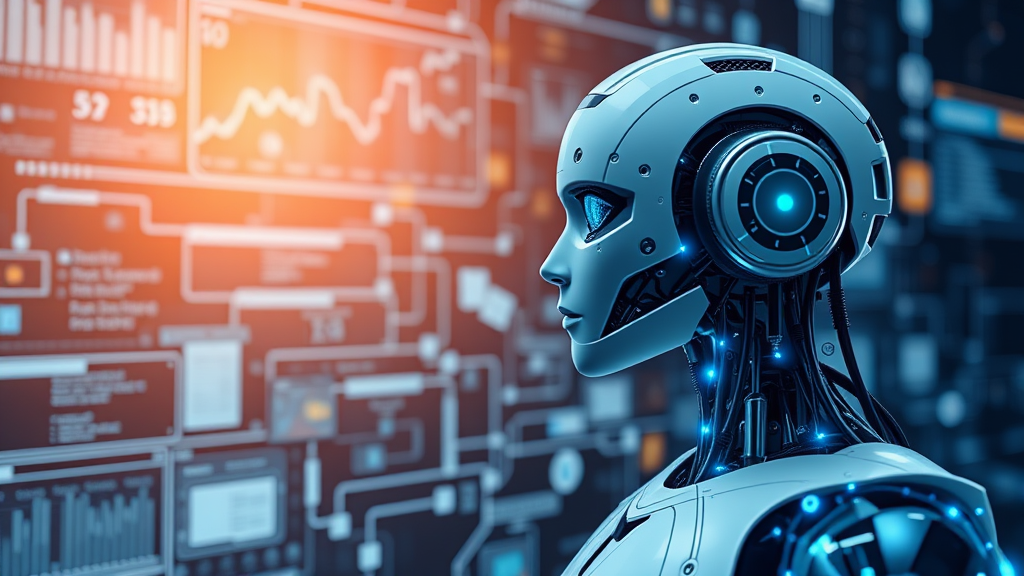 robot head futuristic tech background