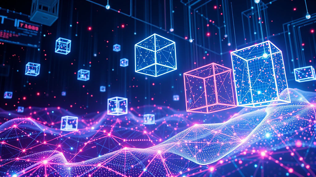 glowing cubes network background