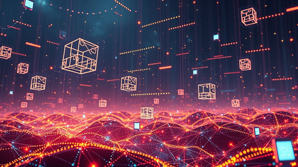glowing data cubes abstract background