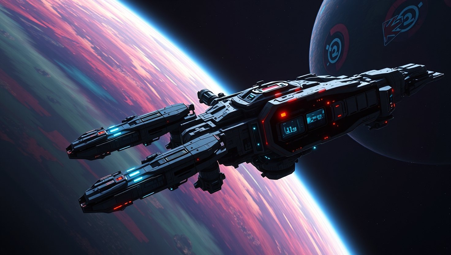 space ship near planet