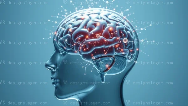 Digital brain with glowing connections on blue background