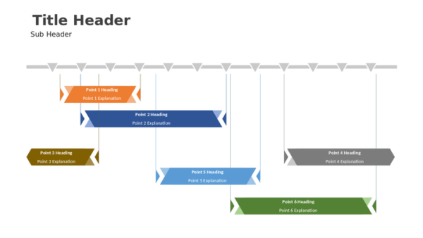 Timeline presentation template with 6 editable slides and timeline design