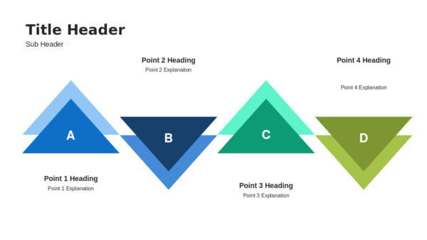 Triangular Flow Diagram PowerPoint Template with 4 Points
