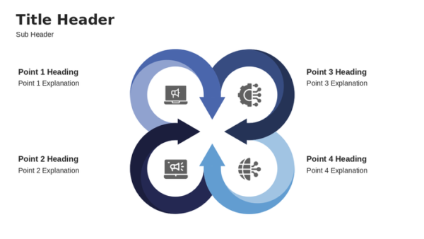 Presentation template cycle diagram for four points