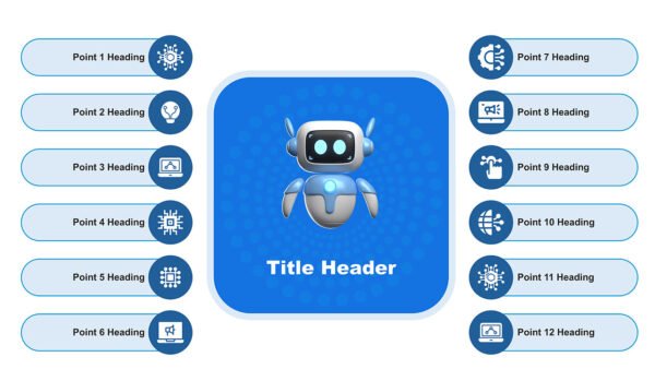 Robot presentation template with 12 points explanation slide design