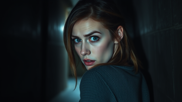 Dark Moody Portrait of a Young Woman in Shadows