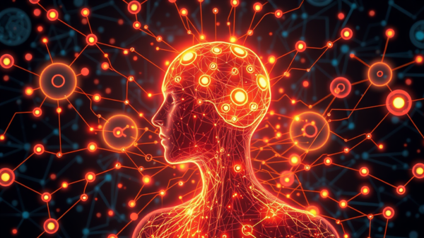 Human brain network connection digital art illustration concept
