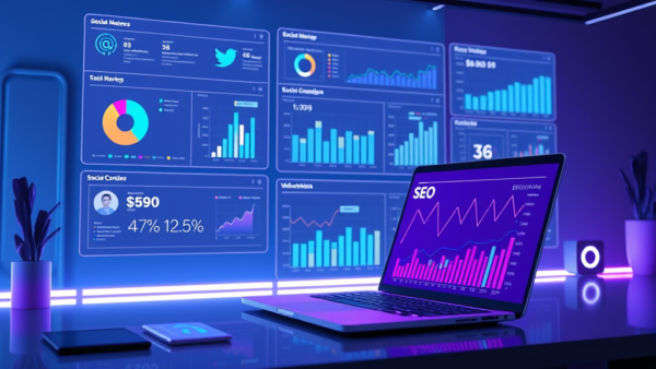 Digital Marketing Analytics Dashboard Display