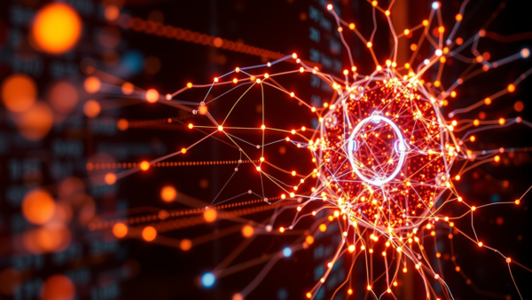 Neural Network Connections Web Glowing Red Lines