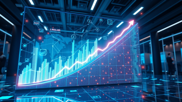 Financial Growth Chart Digital Display Futuristic Business Data Analysis