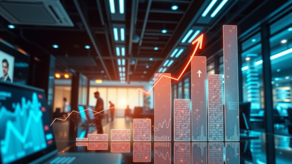 Growth chart financial progress upward trending graph data analysis