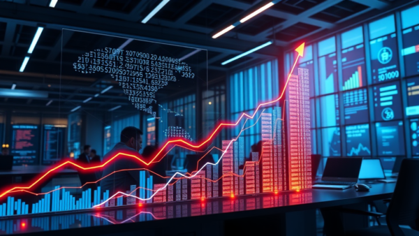 Stock market growth chart data visualization finance rising trend