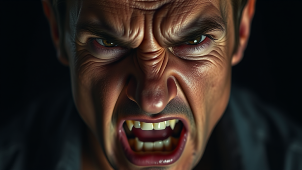 Angry Man Face Close-up Portrait Illustration