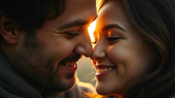 Romantic Couple Portrait Love Relationship Closeup