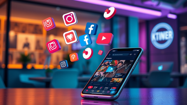 Social media icons phone app marketing digital online business strategy
