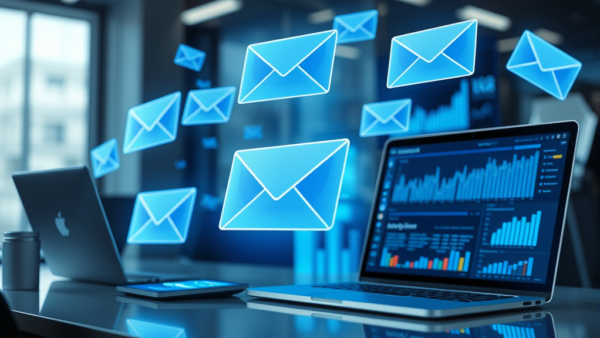 Email Marketing Statistics Dashboard on Laptop Screen