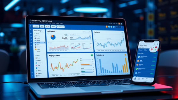 Digital Dashboard Data Laptop and Phone Screen Display
