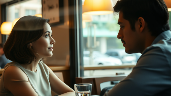Couple on Date Night at Restaurant Table Setting