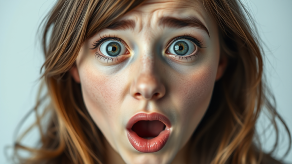Surprised woman face expression close-up portrait photography